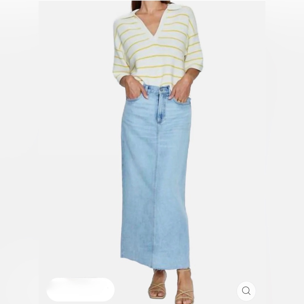 Pistola Raye Jardin Low Slung Maxi Denim Skirt Light Blue Sz 26 NEW WITH TAGS